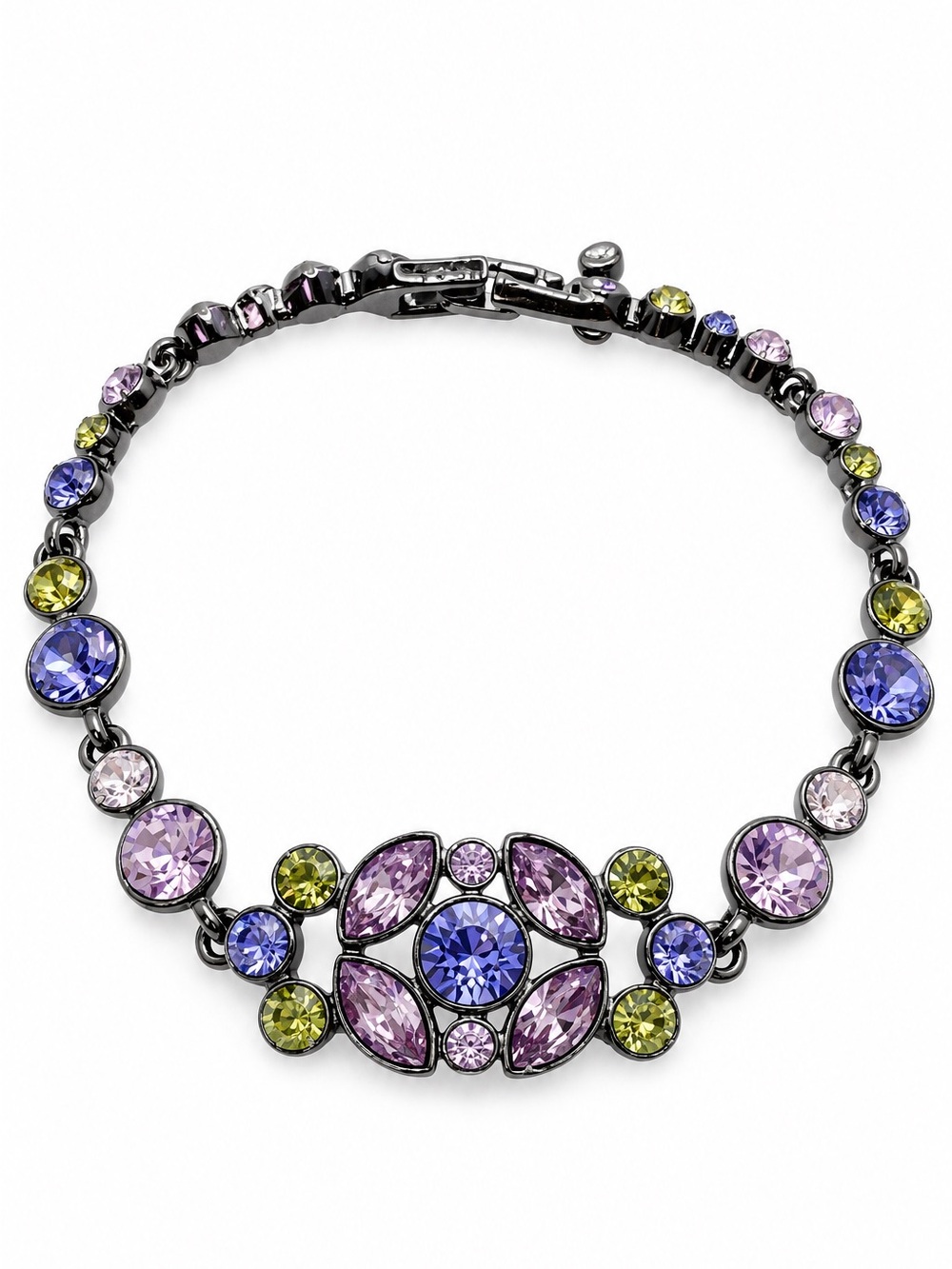 Givenchy Multicolor Crystal Bracelet Gunmetal Tone